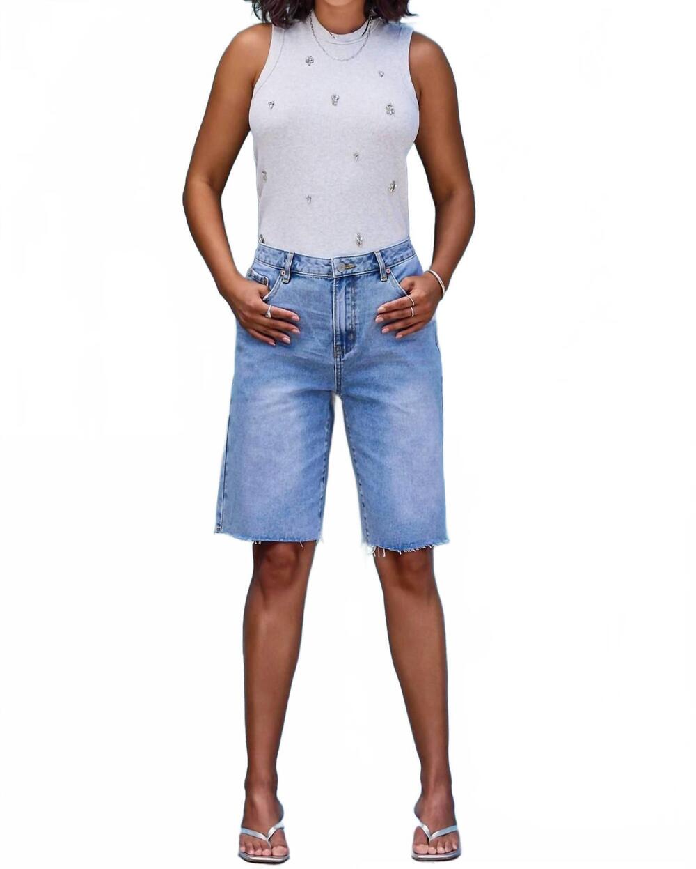NEW TRIBAL brooke hugging wide denim jorts in eastcoast-1568